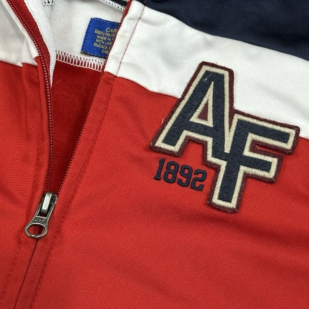 Vintage Abercrombie & Fitch AF 1892 Red Navy White Track Jacket Teen L Adult‎ M